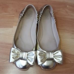 Tory Burch Spark Gold Divine Bow Flats